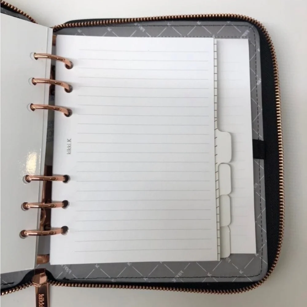 Kikki.K B6 Black Croco Embossed Zippered Planner